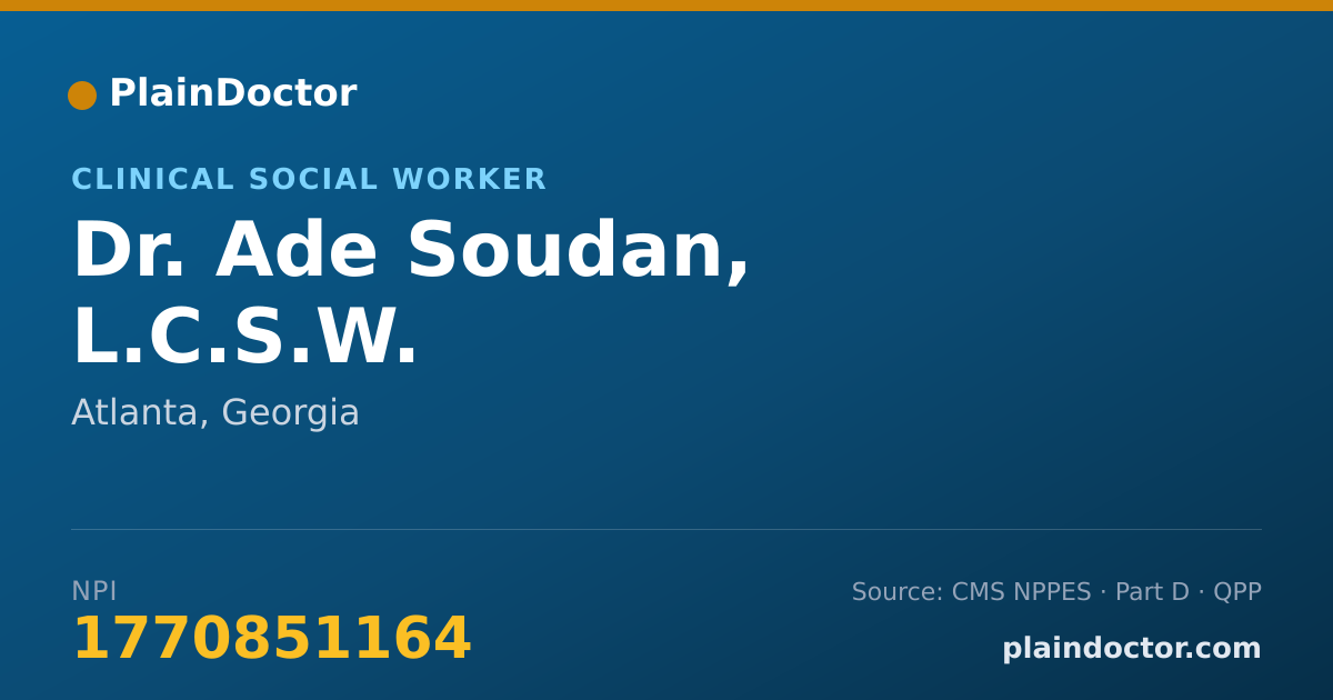 Shareable card for Ade Soudan, L.C.S.W. - Clinical Social Worker, Atlanta, GA