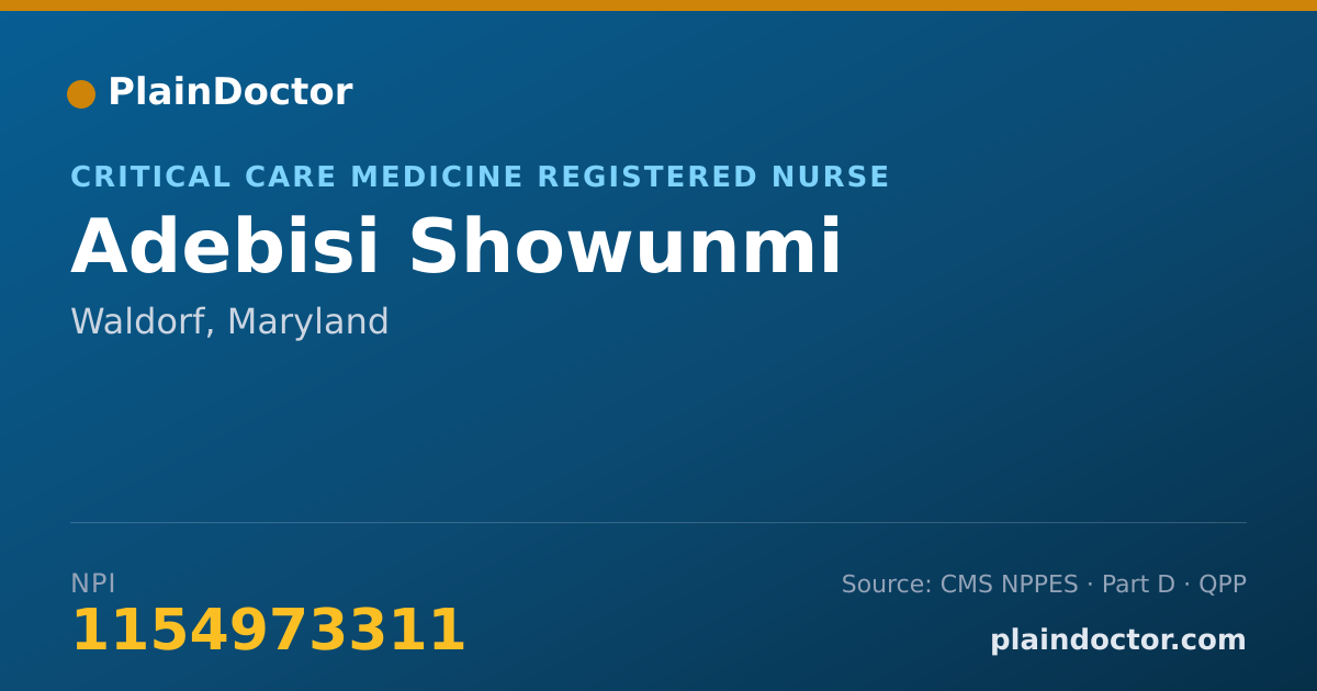Shareable card for Adebisi Showunmi - Critical Care Medicine Registered Nurse, Waldorf, MD