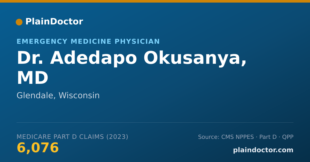 Shareable card for Adedapo Okusanya, MD - Emergency Medicine Physician, Glendale, WI