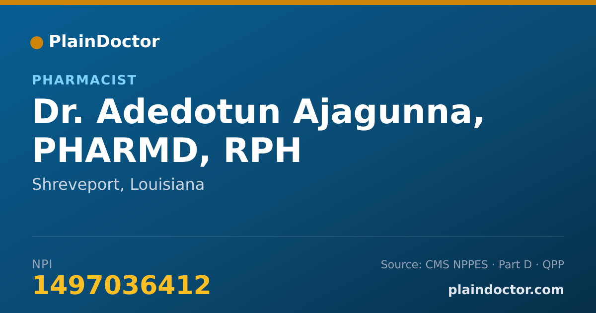 Shareable card for Adedotun Ajagunna, PHARMD, RPH - Pharmacist, Shreveport, LA