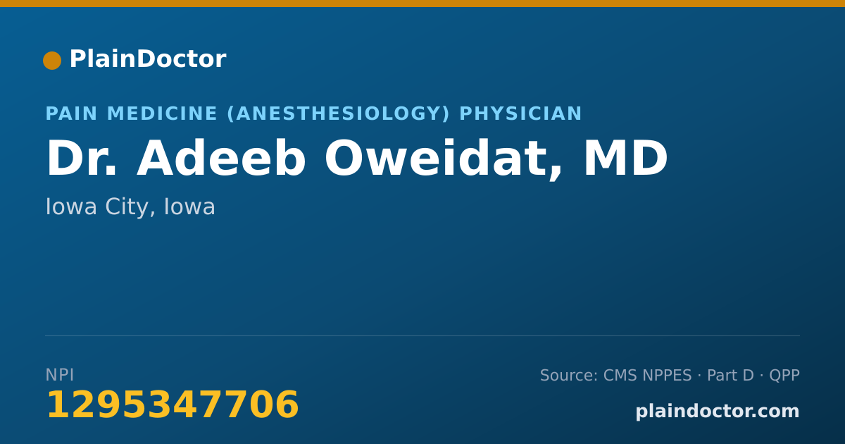 Shareable card for Adeeb Oweidat, MD - Pain Medicine (Anesthesiology) Physician, Iowa City, IA