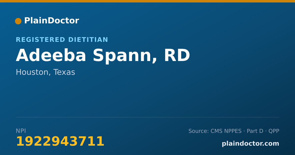 Shareable card for Adeeba Spann, RD - Registered Dietitian, Houston, TX