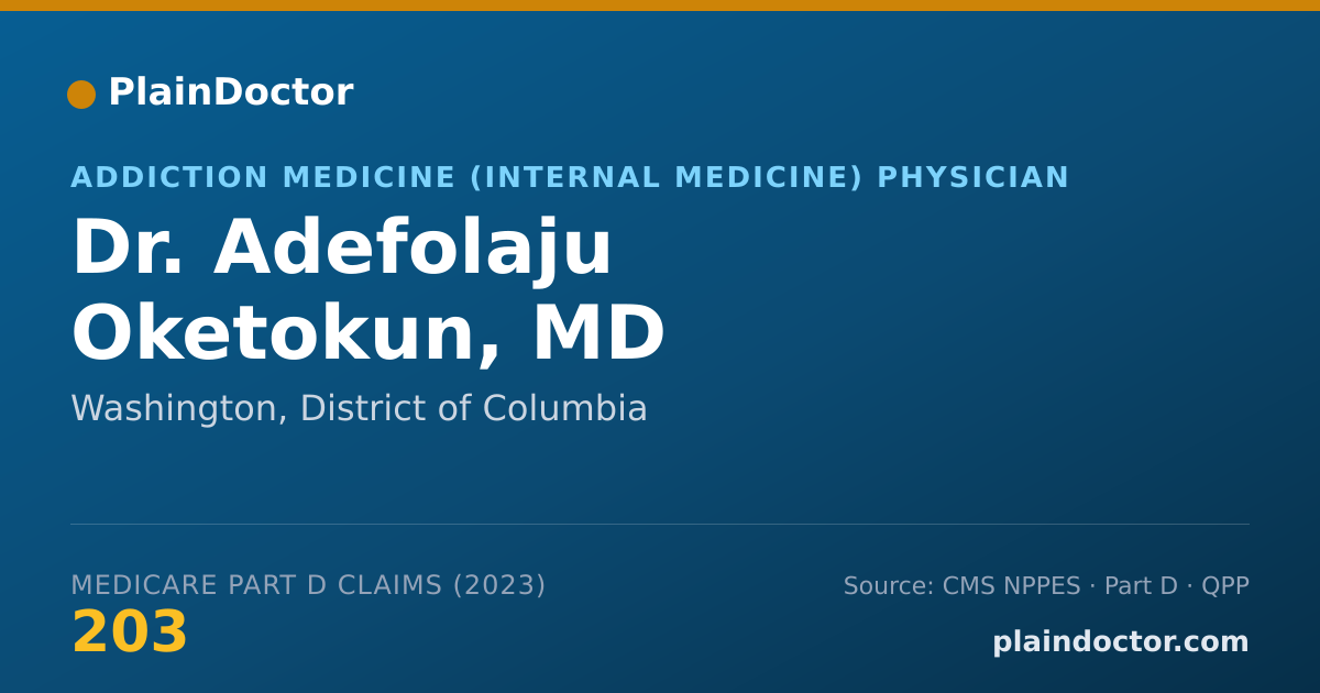 Shareable card for Adefolaju Oketokun, MD - Addiction Medicine (Internal Medicine) Physician, Washington, DC