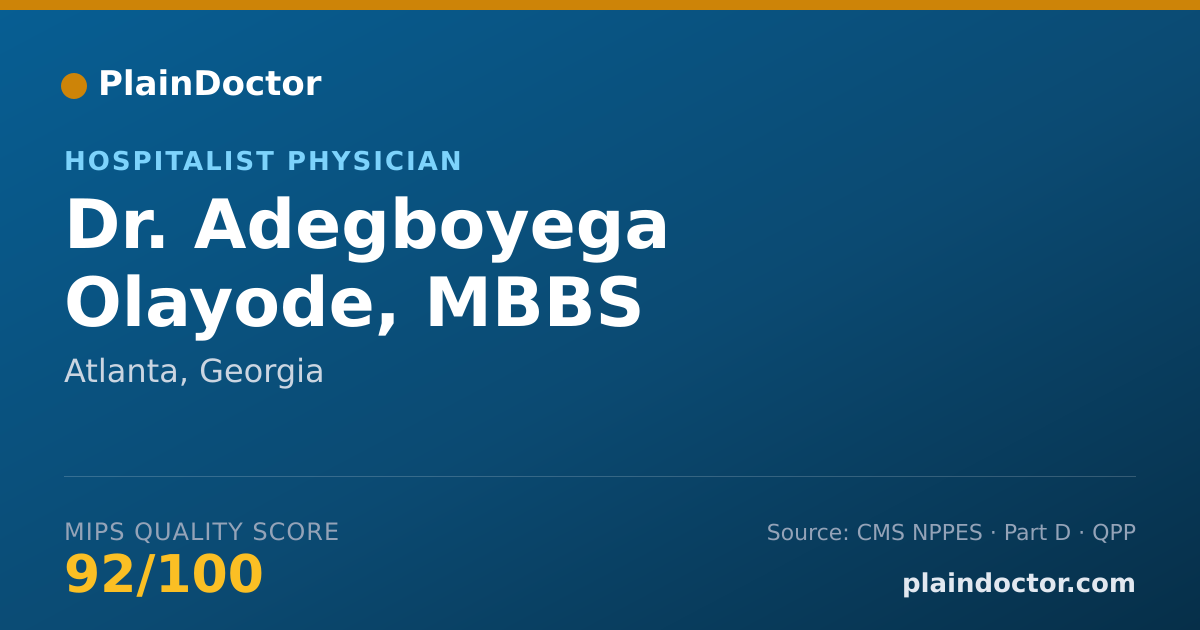 Shareable card for Adegboyega Olayode, MBBS - Hospitalist Physician, Atlanta, GA