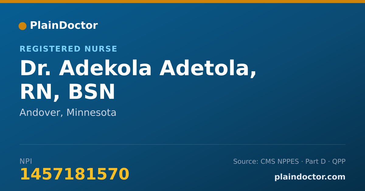 Shareable card for Adekola Adetola, RN, BSN - Registered Nurse, Andover, MN