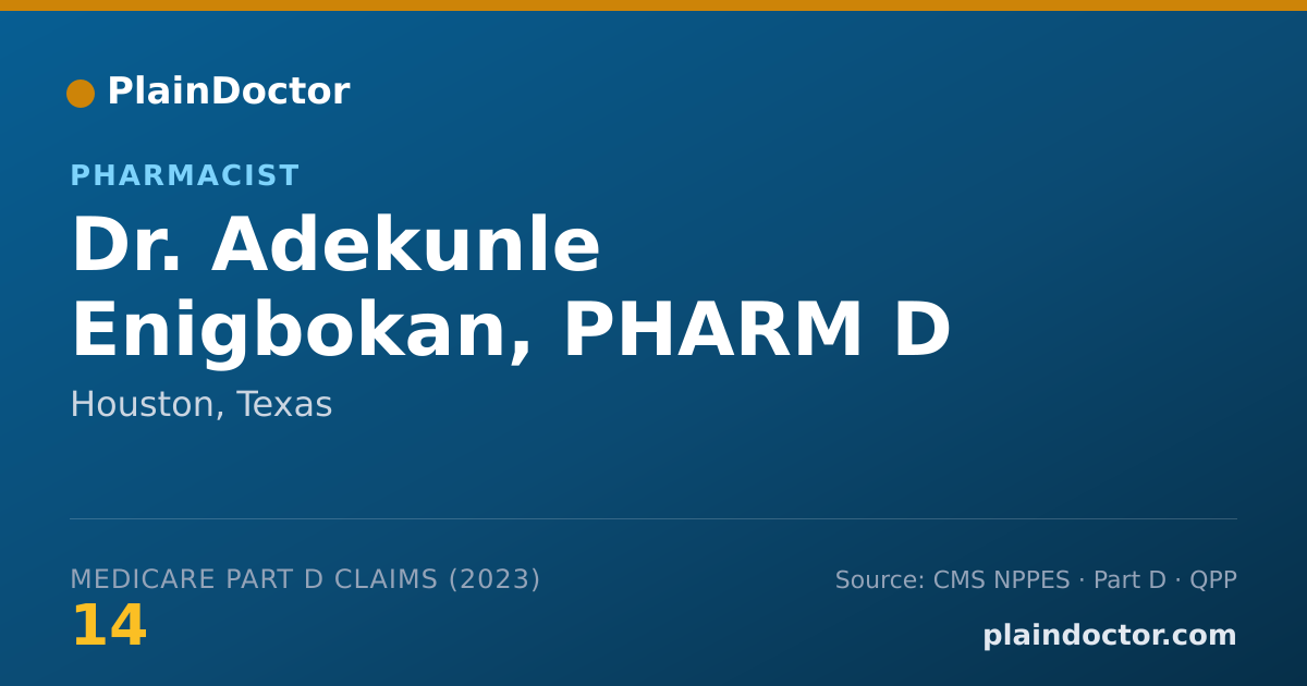 Shareable card for Adekunle Enigbokan, PHARM D - Pharmacist, Houston, TX