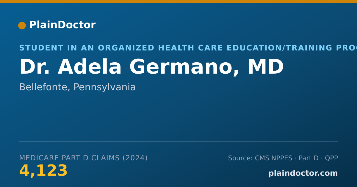 Shareable card for Adela Germano, MD - Student in an Organized Health Care Education/Training Program, Bellefonte, PA