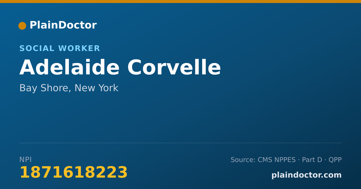 Shareable card for Adelaide Corvelle - Social Worker, Bay Shore, NY
