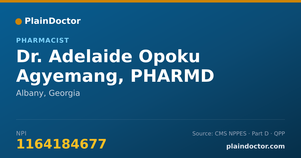 Shareable card for Adelaide Opoku Agyemang, PHARMD - Pharmacist, Albany, GA