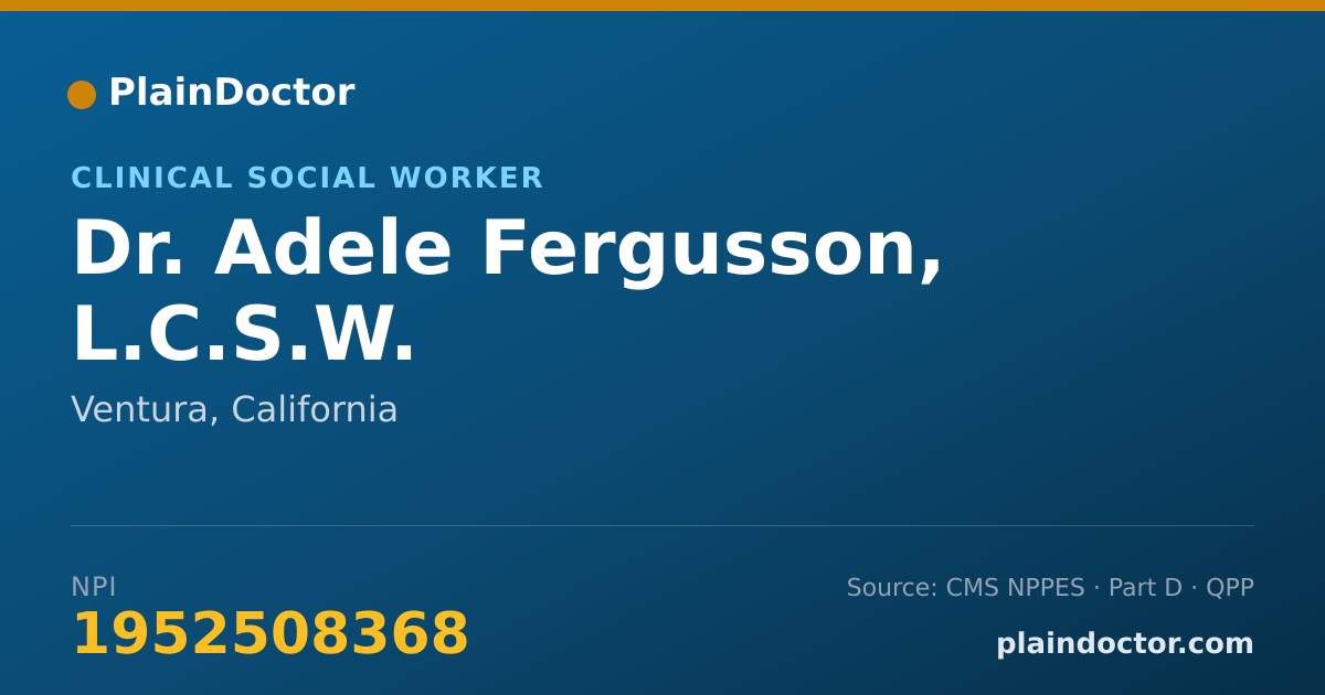 Shareable card for Adele Fergusson, L.C.S.W. - Clinical Social Worker, Ventura, CA