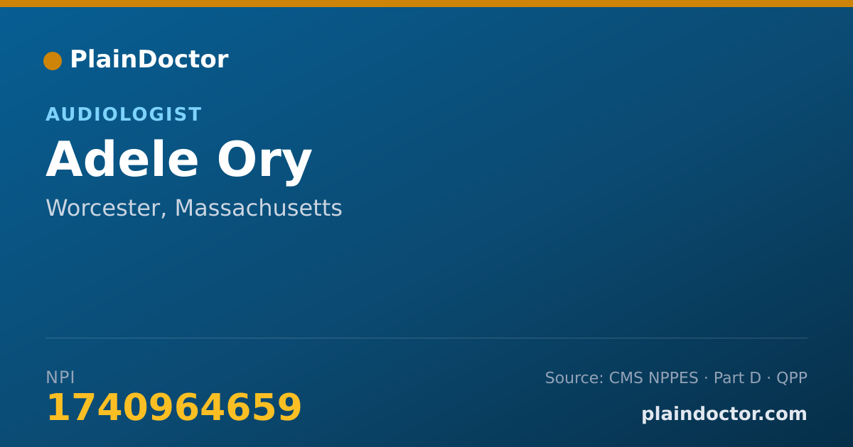 Shareable card for Adele Ory - Audiologist, Worcester, MA