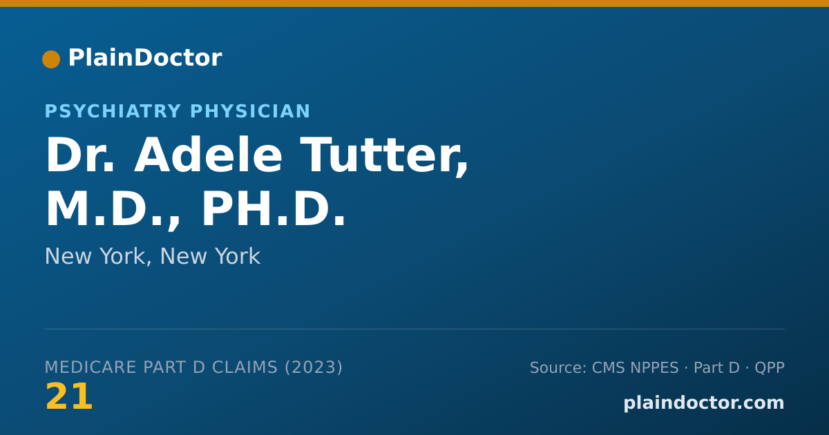 Shareable card for Adele Tutter, M.D., PH.D. - Psychiatry Physician, New York, NY
