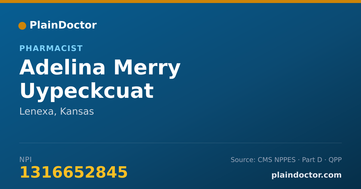 Shareable card for Adelina Merry Uypeckcuat - Pharmacist, Lenexa, KS