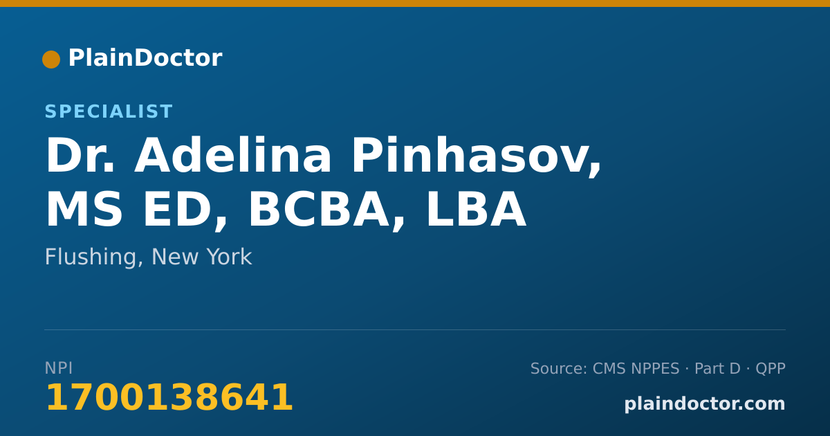 Shareable card for Adelina Pinhasov, MS ED, BCBA, LBA - Specialist, Flushing, NY