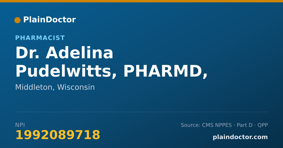 Shareable card for Adelina Pudelwitts, PHARMD, RPH - Pharmacist, Middleton, WI