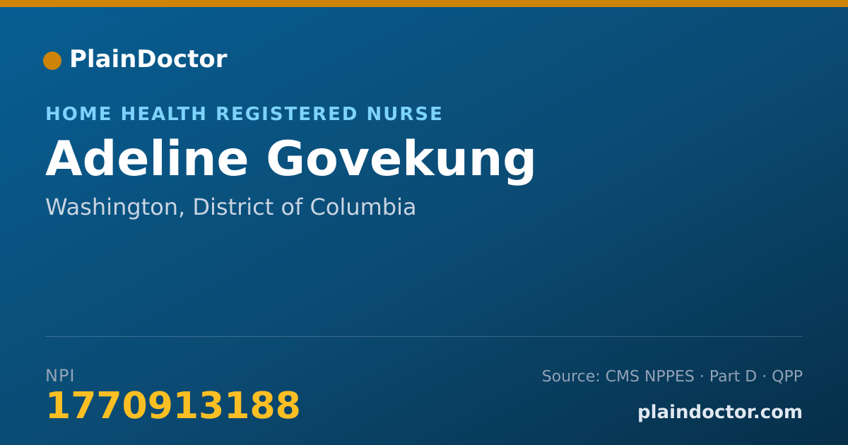 Shareable card for Adeline Govekung - Home Health Registered Nurse, Washington, DC