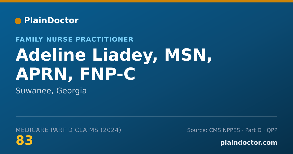Shareable card for Adeline Liadey, MSN, APRN, FNP-C - Family Nurse Practitioner, Suwanee, GA