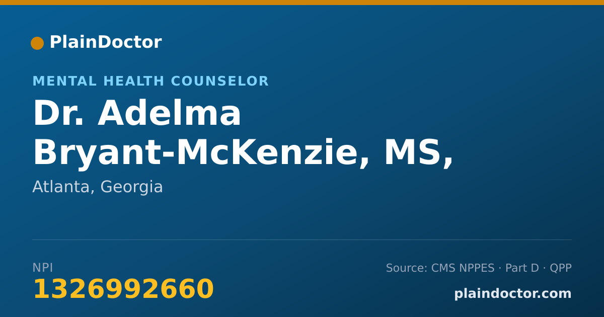 Shareable card for Adelma Bryant-McKenzie, MS, LAMFT - Mental Health Counselor, Atlanta, GA