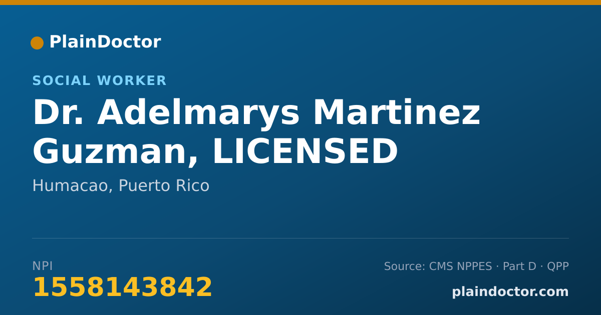 Shareable card for Adelmarys Martinez Guzman, LICENSED SOCIAL WORK - Social Worker, Humacao, PR