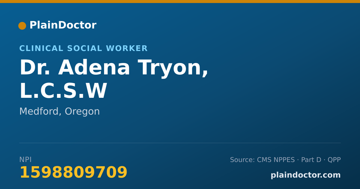 Shareable card for Adena Tryon, L.C.S.W - Clinical Social Worker, Medford, OR