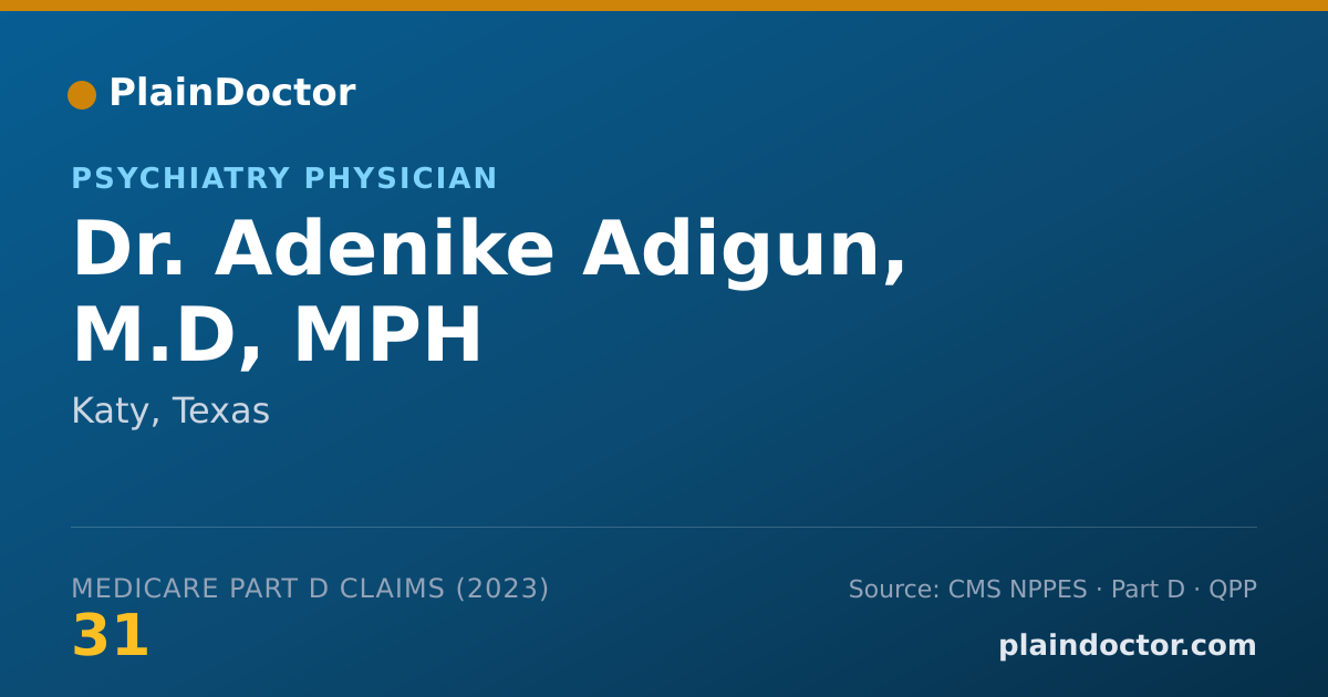 Shareable card for Adenike Adigun, M.D, MPH - Psychiatry Physician, Katy, TX