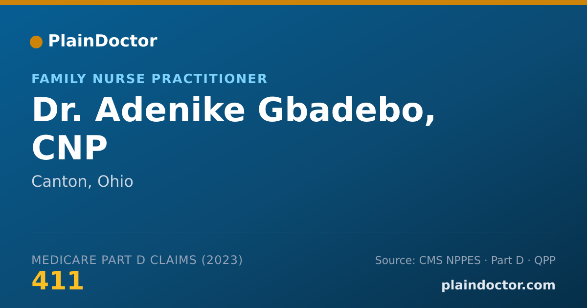 Shareable card for Adenike Gbadebo, CNP - Family Nurse Practitioner, Canton, OH