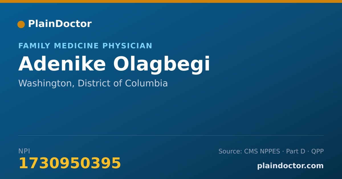 Shareable card for Adenike Olagbegi - Family Medicine Physician, Washington, DC