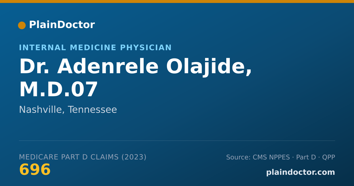 Shareable card for Adenrele Olajide, M.D.07 - Internal Medicine Physician, Nashville, TN