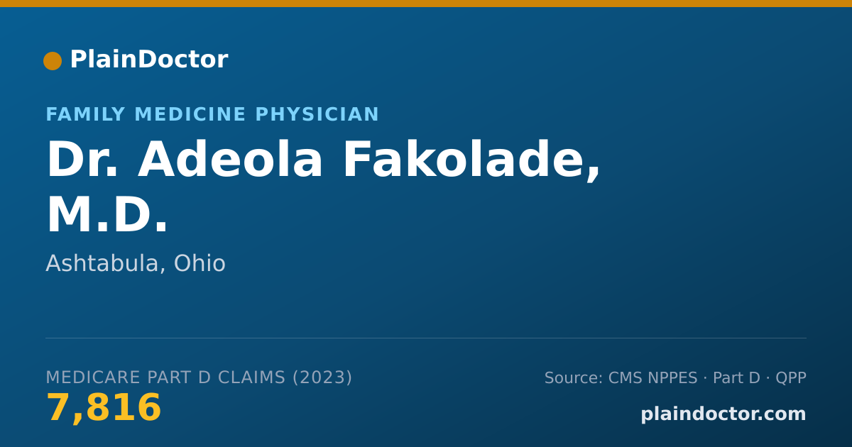 Shareable card for Adeola Fakolade, M.D. - Family Medicine Physician, Ashtabula, OH