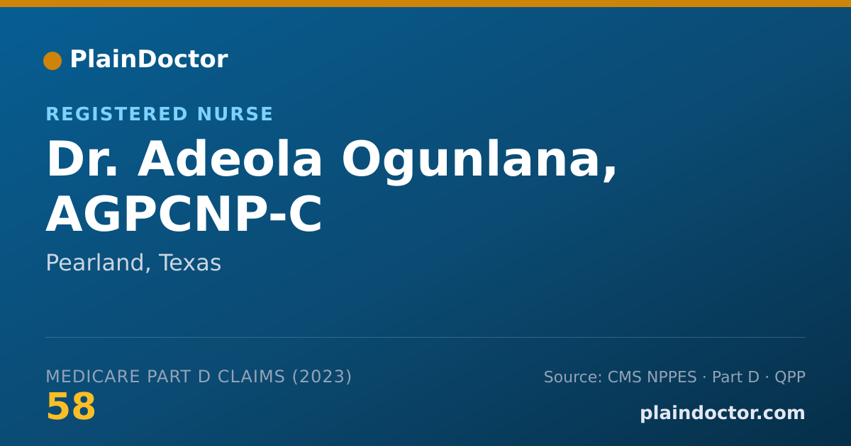 Shareable card for Adeola Ogunlana, AGPCNP-C - Registered Nurse, Pearland, TX