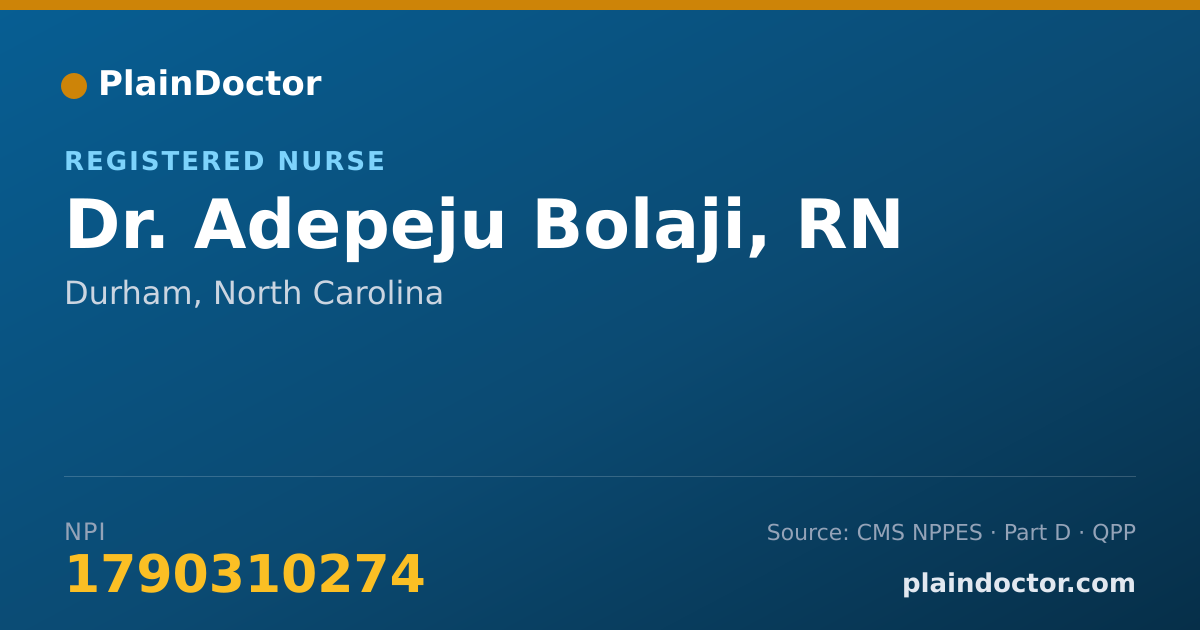 Shareable card for Adepeju Bolaji, RN - Registered Nurse, Durham, NC
