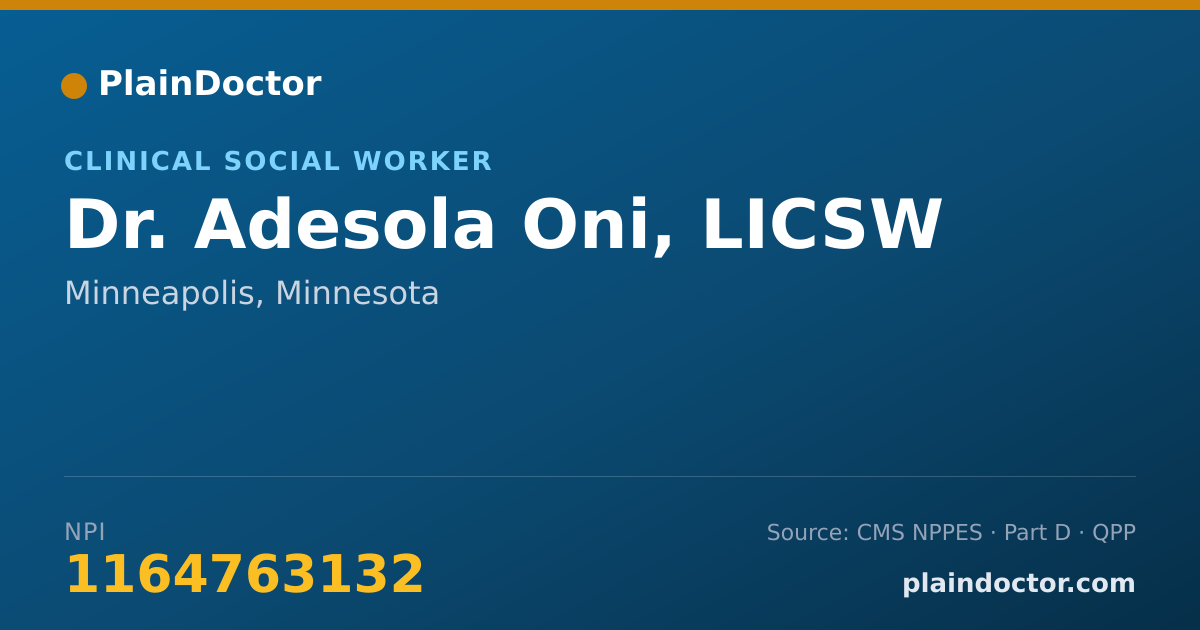 Shareable card for Adesola Oni, LICSW - Clinical Social Worker, Minneapolis, MN