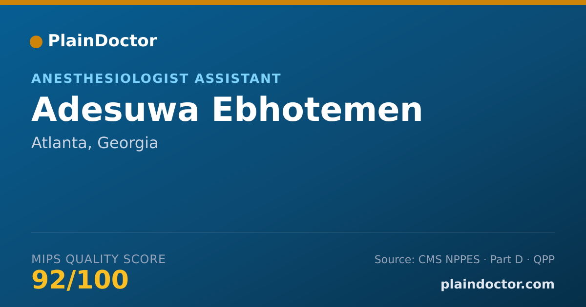 Shareable card for Adesuwa Ebhotemen - Anesthesiologist Assistant, Atlanta, GA