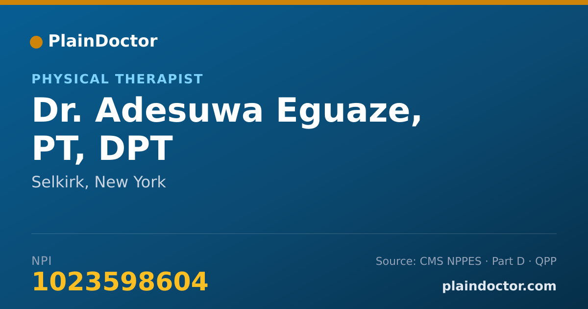 Shareable card for Adesuwa Eguaze, PT, DPT - Physical Therapist, Selkirk, NY