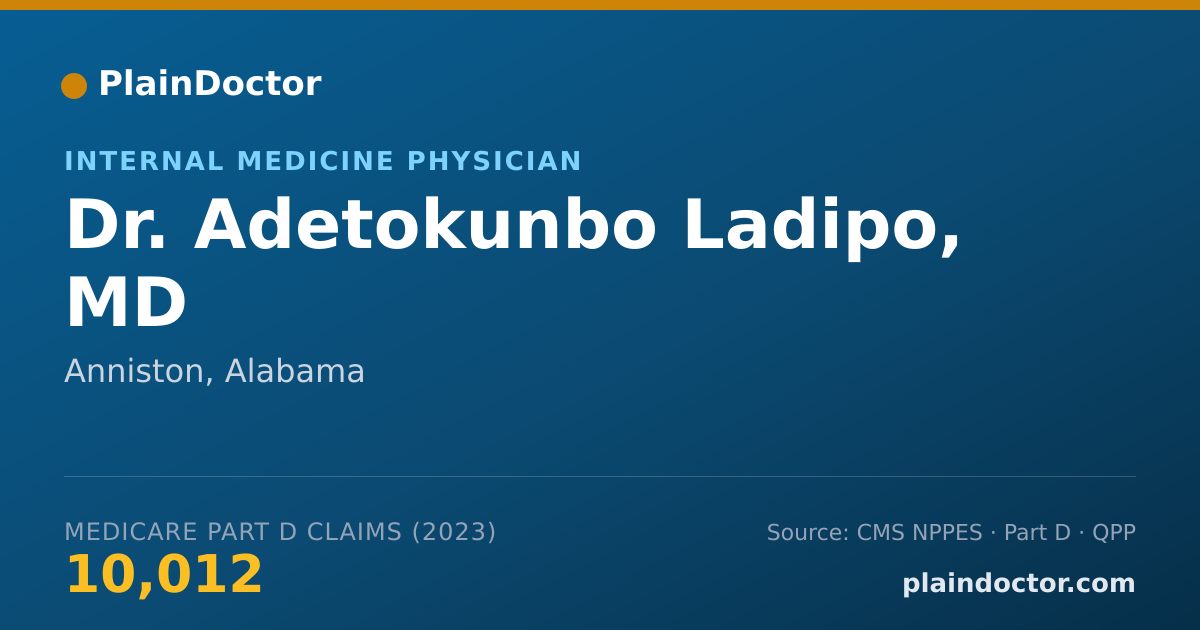 Shareable card for Adetokunbo Ladipo, MD - Internal Medicine Physician, Anniston, AL