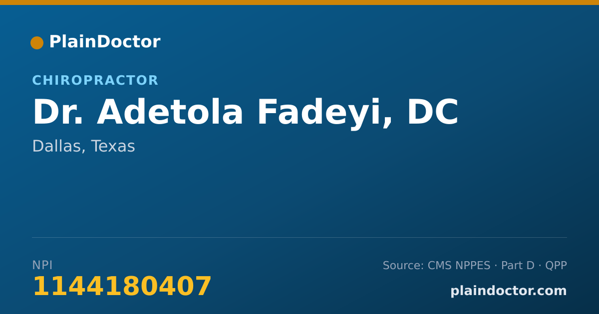 Shareable card for Adetola Fadeyi, DC - Chiropractor, Dallas, TX