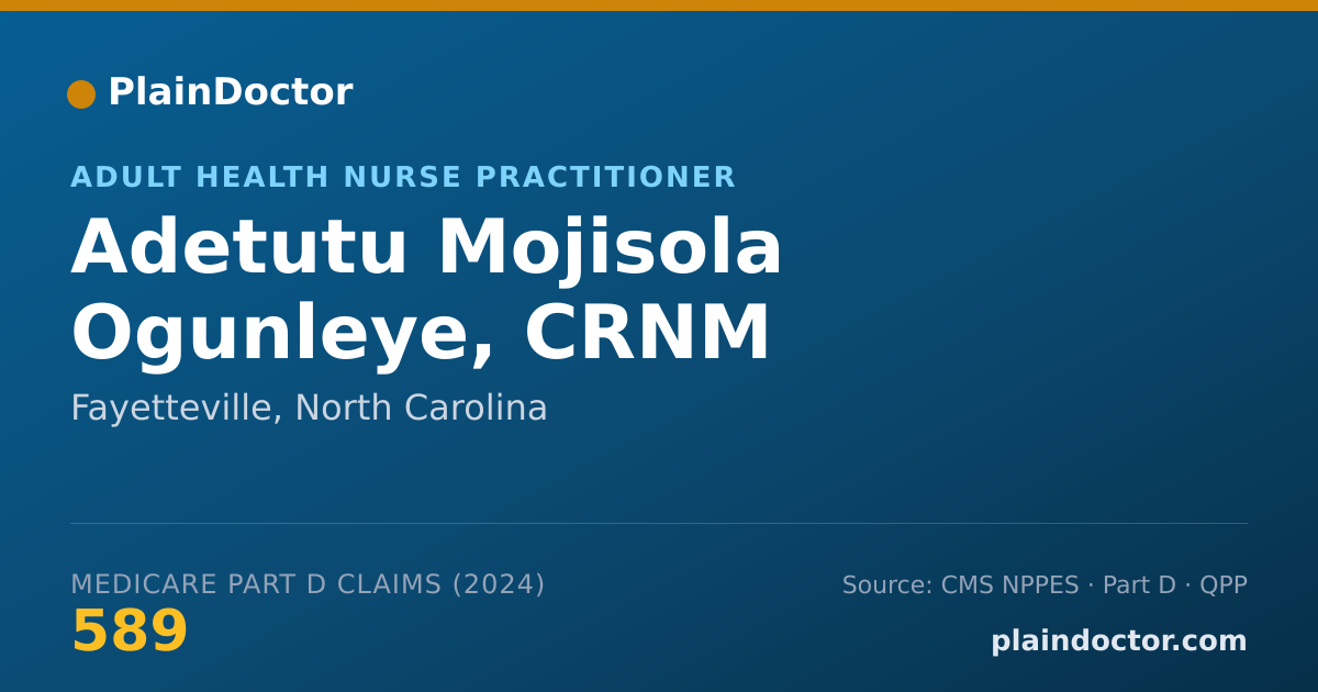 Shareable card for Adetutu Mojisola Ogunleye, CRNM - Adult Health Nurse Practitioner, Fayetteville, NC
