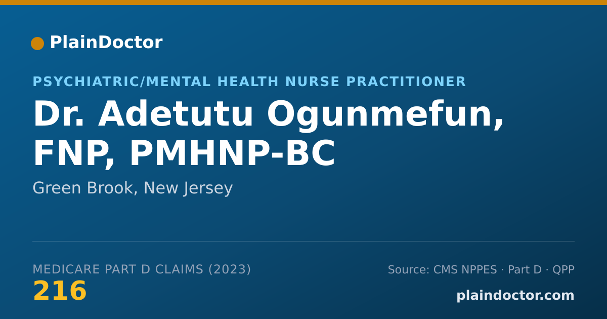 Shareable card for Adetutu Ogunmefun, FNP, PMHNP-BC - Psychiatric/Mental Health Nurse Practitioner, Green Brook, NJ