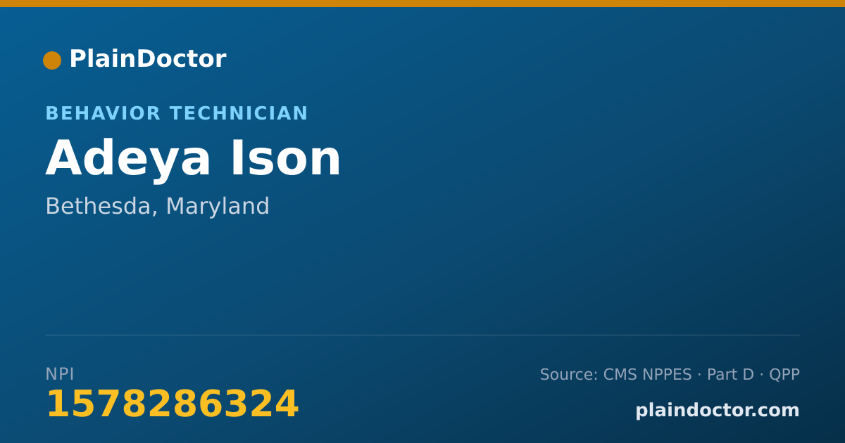 Shareable card for Adeya Ison - Behavior Technician, Bethesda, MD