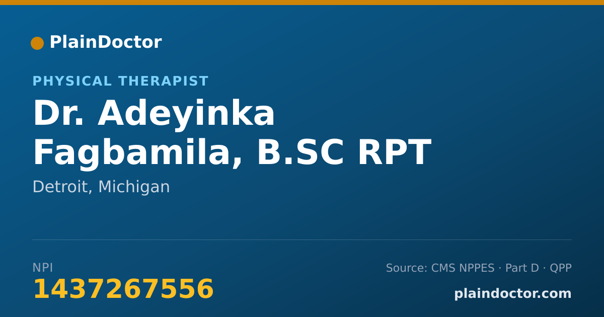 Shareable card for Adeyinka Fagbamila, B.SC  RPT - Physical Therapist, Detroit, MI