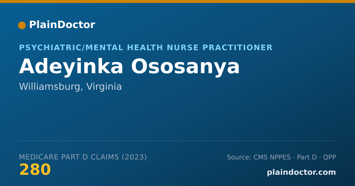 Shareable card for Adeyinka Ososanya - Psychiatric/Mental Health Nurse Practitioner, Williamsburg, VA