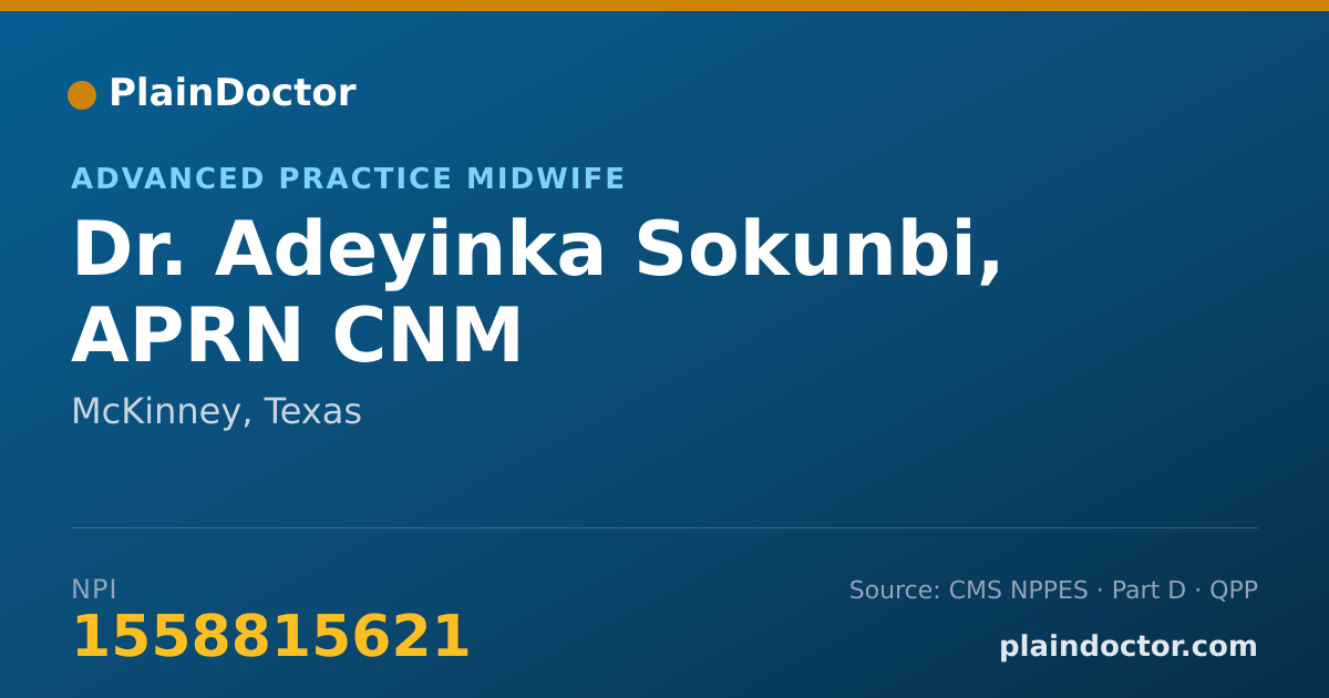 Shareable card for Adeyinka Sokunbi, APRN CNM - Advanced Practice Midwife, McKinney, TX