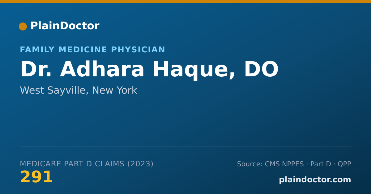 Shareable card for Adhara Haque, DO - Family Medicine Physician, West Sayville, NY