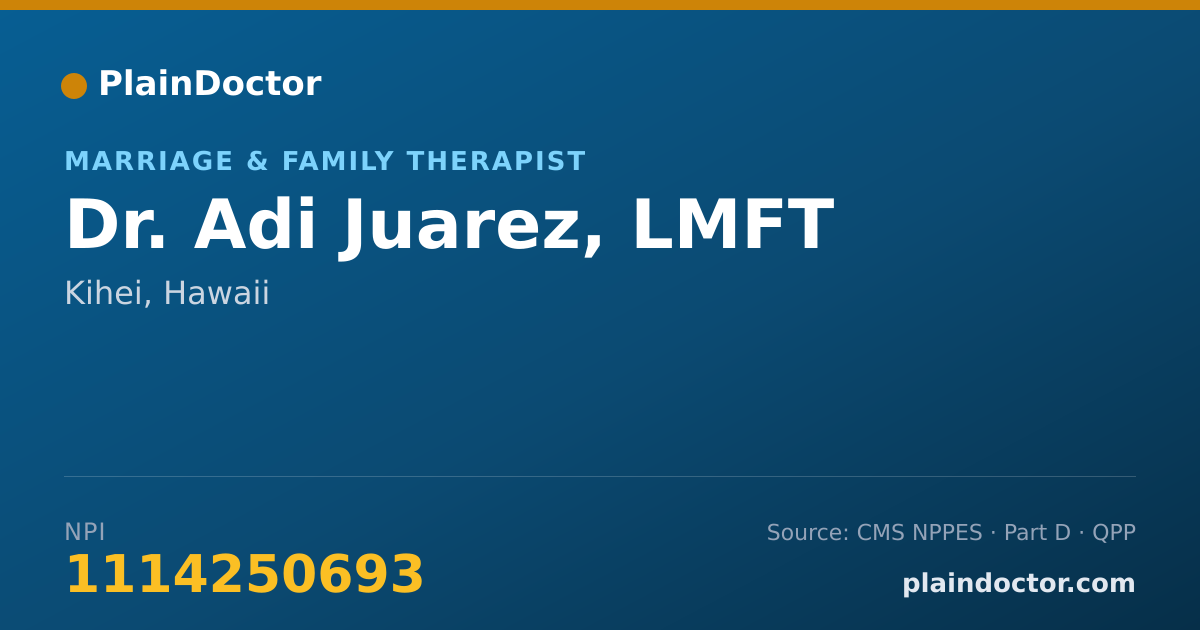 Shareable card for Adi Juarez, LMFT - Marriage & Family Therapist, Kihei, HI