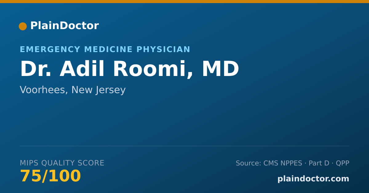 Shareable card for Adil Roomi, MD - Emergency Medicine Physician, Voorhees, NJ