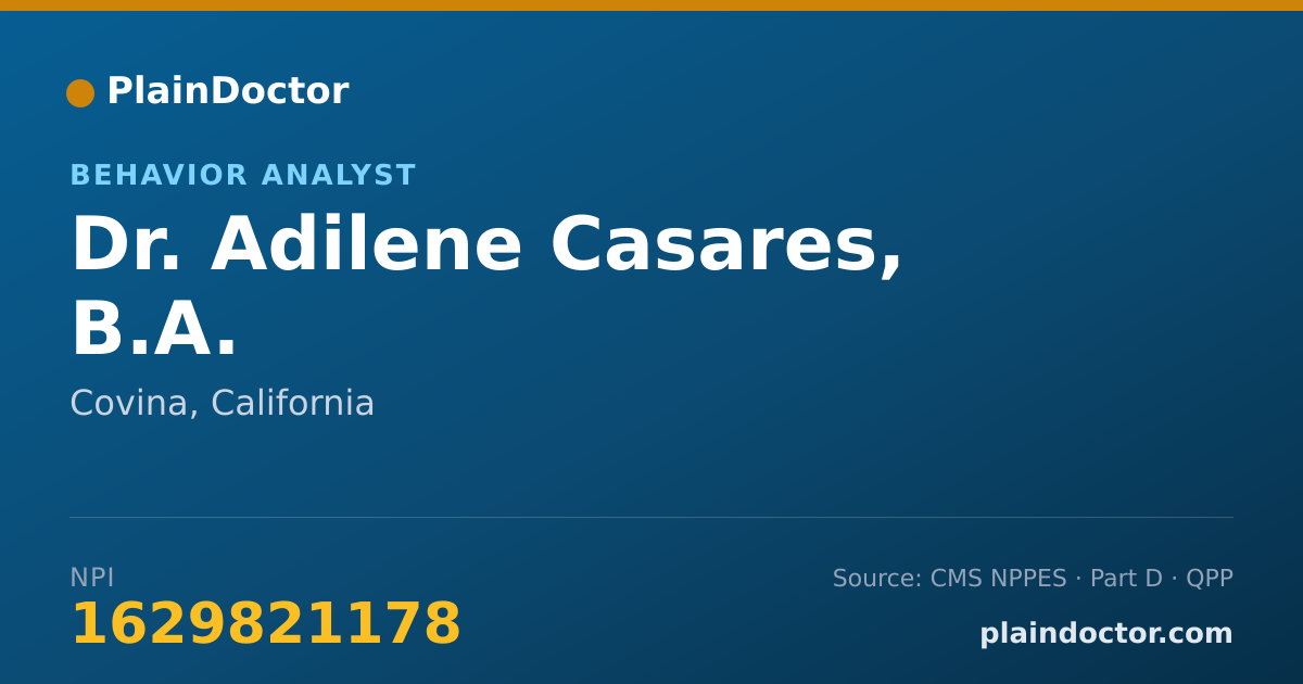 Shareable card for Adilene Casares, B.A. - Behavior Analyst, Covina, CA