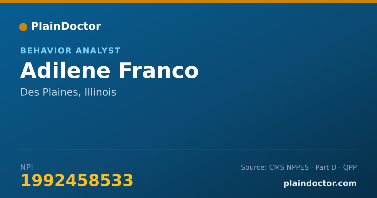 Shareable card for Adilene Franco - Behavior Analyst, Des Plaines, IL