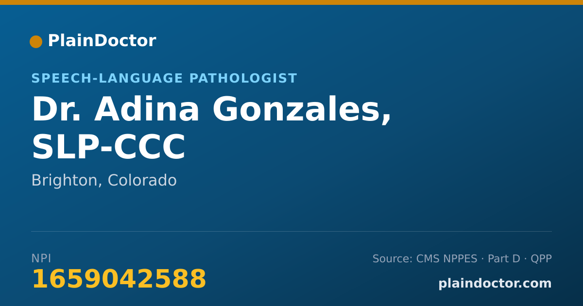 Shareable card for Adina Gonzales, SLP-CCC - Speech-Language Pathologist, Brighton, CO