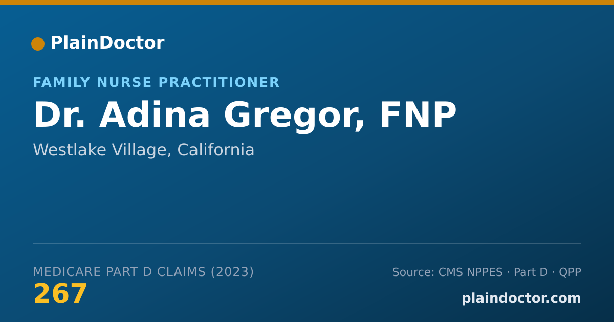 Shareable card for Adina Gregor, FNP - Family Nurse Practitioner, Westlake Village, CA