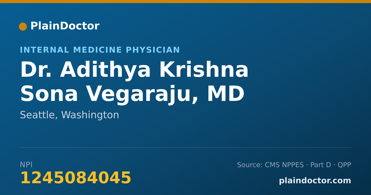 Shareable card for Adithya Krishna Sona Vegaraju, MD - Internal Medicine Physician, Seattle, WA